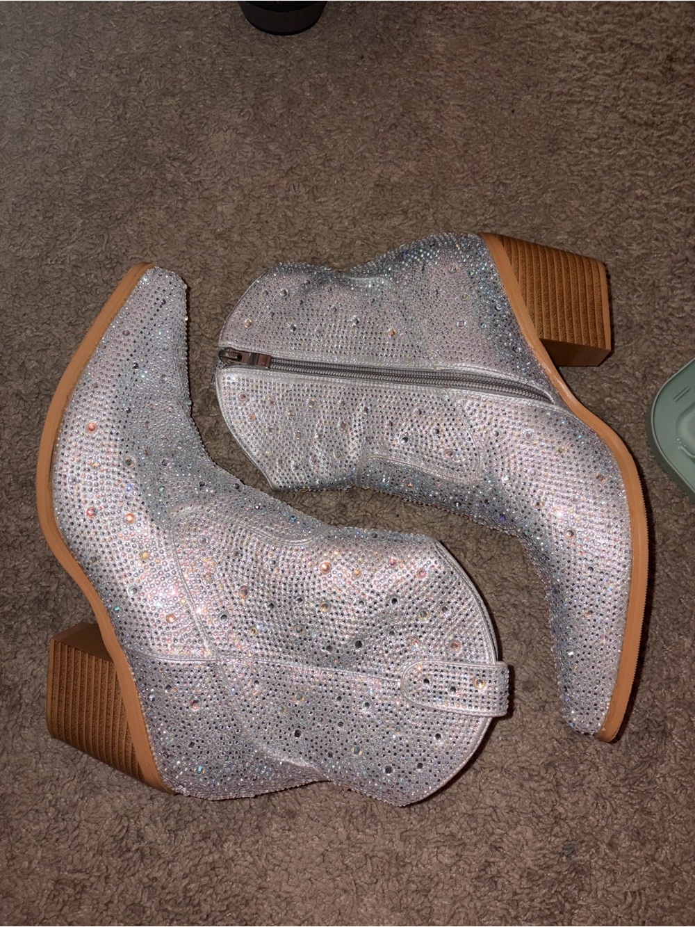 Women’s Silver Rhinestone Western Ankle Boot